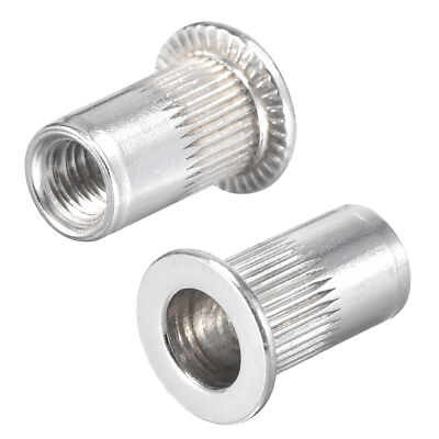 100 PCS #10-32 Rivet Nuts Threaded Insert Nut Aluminium Alloy Knurled Flat Head
