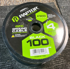 Metra Raptor R5BK4-100 Oxygen Free Copper Ground Cable 100ft 4AWG Black OFC