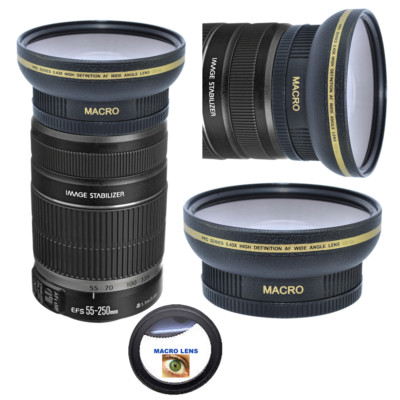 HD ULTRA WIDE ANGLE LENS + MACRO LENS FOR Canon EF-S 55-250mm f/4-5.6 IS II Lens