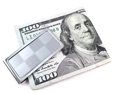 Stephanie Imports Stainless Steel Checkerboard Money Clip