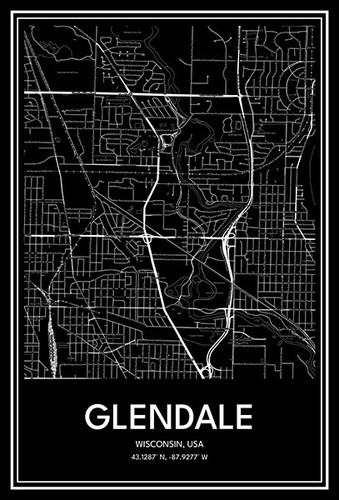 Glendale, WI, USA - Modern Minimalist Street Map Poster - Picture 8 of 8