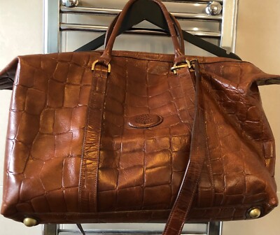 Mulberry Rare Vintage Brown Medium Congo Croc Leather Holdall Travel  Clipper Bag UK