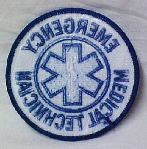 EMT Emergency Medical Star of Life Embroidered Shoulder Chest Patch White Royal  - Image 2 of 3
