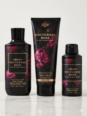 *New Release* Bath & Body Works NOCTURNAL ROSE Men's Collection 3 Piece Set 