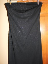 Express Strapless Black Dress Beaded Prom Formal Gown Leg Slit Size 6