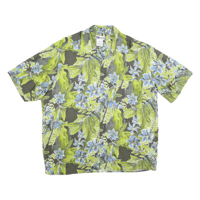 UNTIED Herren Hemd grün & blau geblümt Baumwollmischung L Freizeit Sommer Urlaub