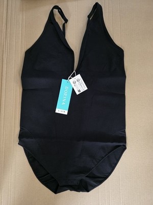 DORINA Women's Absolute Sculpt Black Plunge Neck Bodysuit Size L UK 14 Rrp£26