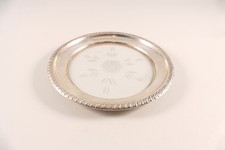 Untersetzer Silber & Glas Silber 925 Kordelrand &Oslash;14cm