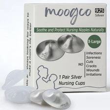 Silver Nursing Cups Nipple Shields for Breastfeeding Newborns X-Large