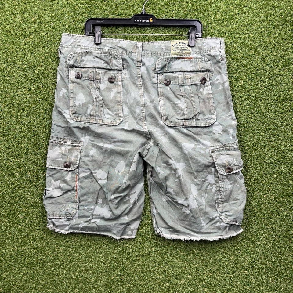 Pantalones Cortos Carga True Religion Para Hombre 34 Isaac Cordón Camuflaje Grunge Patinador y2k Años 90 Foto 2 de 4