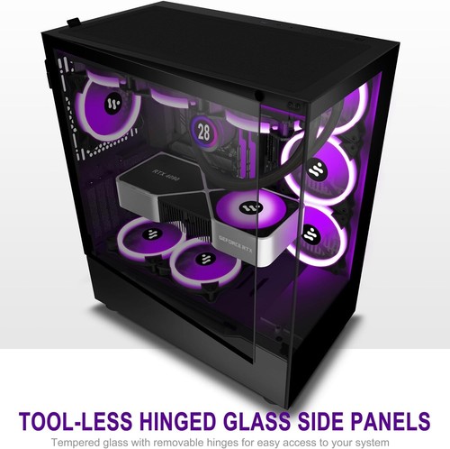 G900 PC CASE E-ATX 4 PWM ARGB Fans Pre-Installed, Mid-Tower Gaming PC Case, - Picture 6 of 7