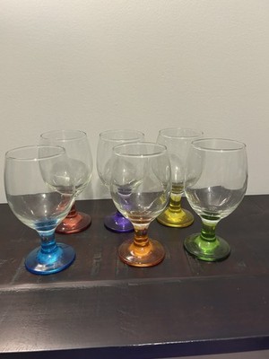 Set Of 6 Orion Multi Colored Party Stemmed Wine Glasses 12oz