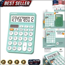 Efficient 12-Digit Desktop Calculator with Bright LCD, Big Buttons  Dual Power