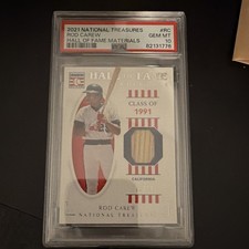 2021 Panini National Treasures Rod Carew HOF Materials #HOF-RC /99 MEM PSA 10