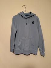 Carhartt Women's Medium Baby Blue Sweatshirt Hoodie Pullover, Relaxed Fit, 8-10