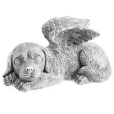 Dog Angel Pet Memorial Tombstone Marking Statue, Resin, Stone Finish O2E33475