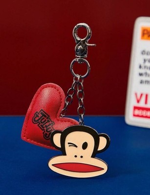 New PAUL FRANK Keychain JULIUS Monkey WINK Key Ring RED HEART Purse Charm Chain