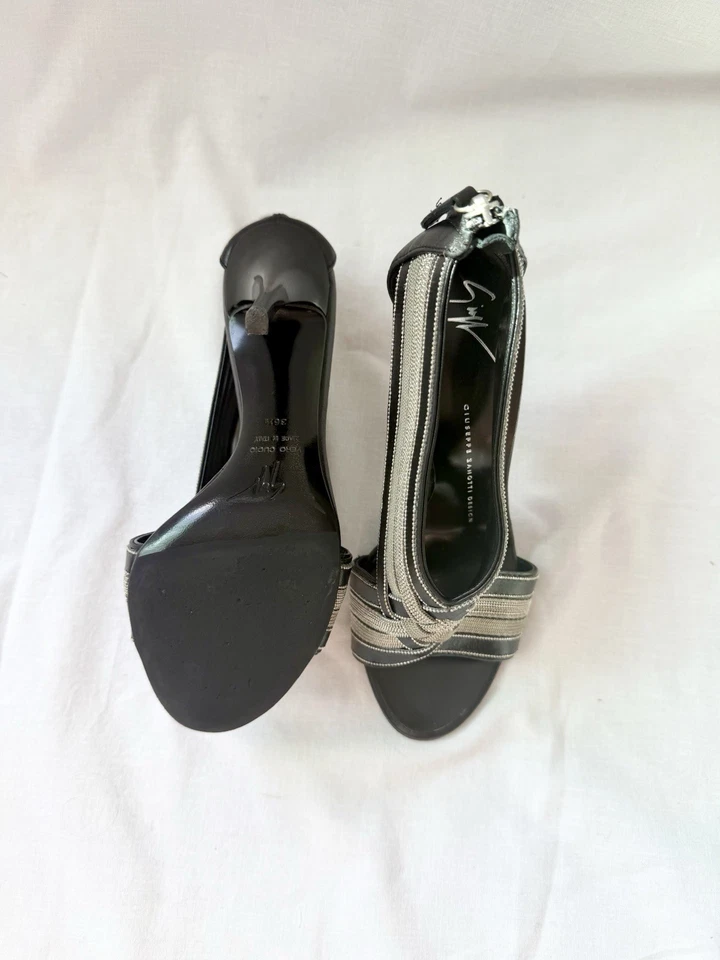 Giuseppe ZANOTTI Tacones Sandalias Zapatos Tacones Zapatos Zapatos Zapatos Talla 36.5 6.5 Y2K Cordón Cremallera Foto 4 de 4