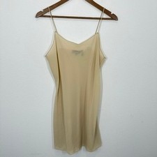 Theory Beige Slip Dress Size 6 Spaghetti Strap Midi Sheer Intimates Delicate