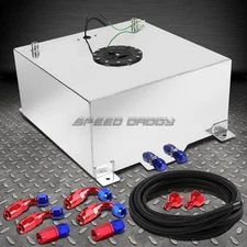 15 GALLON/57L POLISHED ALUMINUM FUEL CELL TANK+LEVEL SENDER+NYLON FUEL LINE KIT