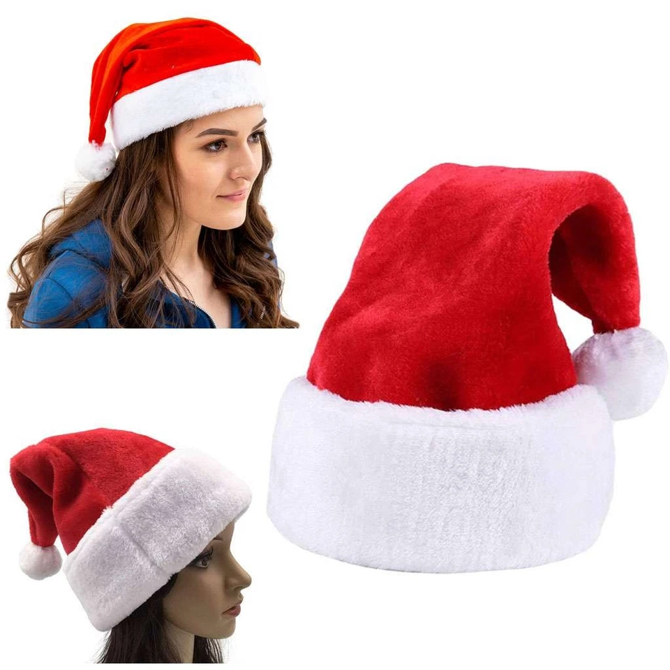 1-3 Piezas Navidad Adultos Niños Sombrero de Papá Noel Hogar Cálido Felpa Navidad Gorra Disfraz con disfraces Foto 3 de 4