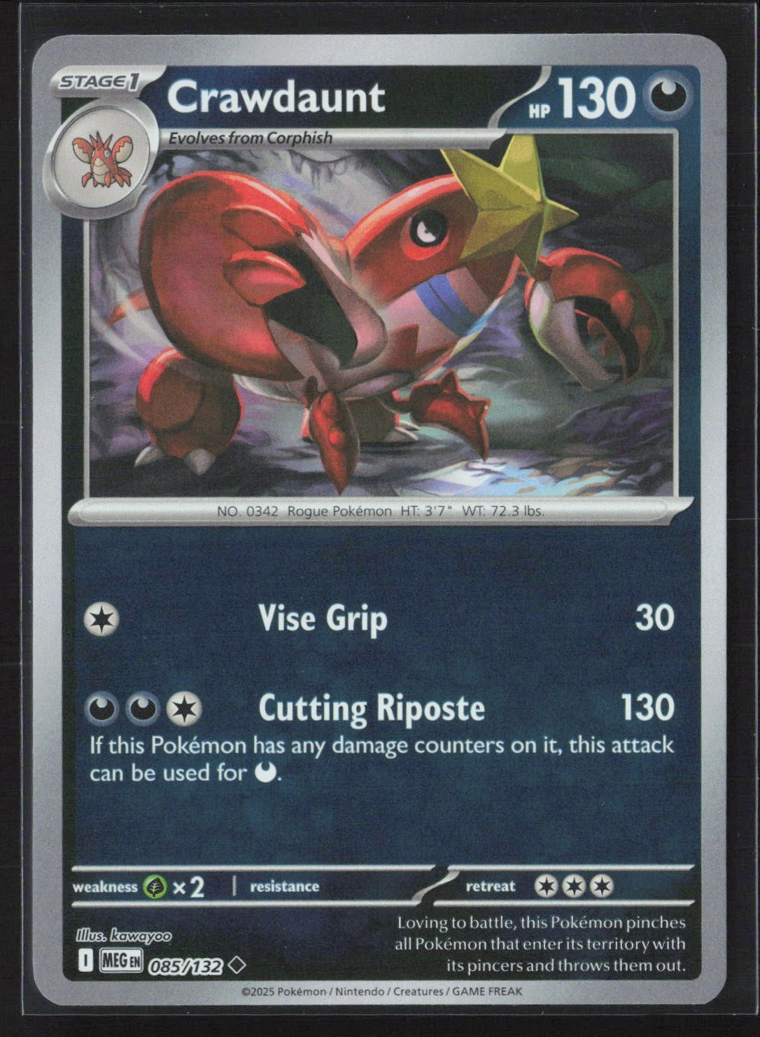 085/132 Crawdaunt - ME01 Mega Evolution Reverse Holo NM Pokemon