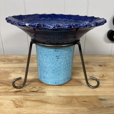 Mark Kuzio Ikebana Ware Patio Flame Ceramic Lantern Blue Glaze Belfast Maine Art