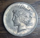 1921 $1 Silver Peace Dollar High Relief Key Date VG Very Good #2