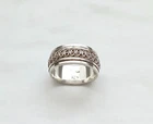 Vintage Geo Art 925 Silver Wire Swirl Spinner Band Ring, Size Approx 8.75