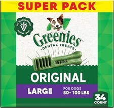 GREENIES Original Large Dog Natural Dental Treats - 54 Oz 34 Count. Free Ship