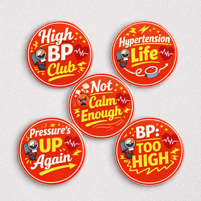 #ad #ad High Blood Pressure Funny Badge Keyring Hypertension BP Sticker Design 38mm 45mm GBP 3.00