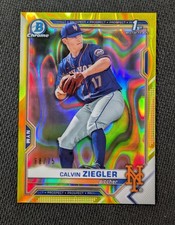 2021 Bowman Draft Chrome Calvin Ziegler Yellow Lava Refractor /75 1st Bowman 