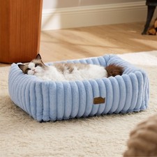 Bedsure ComfyFleece Washable Dog Bed for 20.0"L x 19.0"W x 6.0"Th, Blue