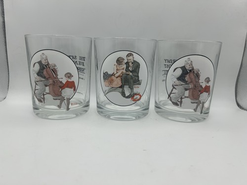 3-PC Norman Rockwell Glass Tumbler Glasses