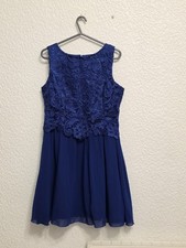 New Females Little Mistress Lace Dress in a Dark Blue Colour - Size UK 8