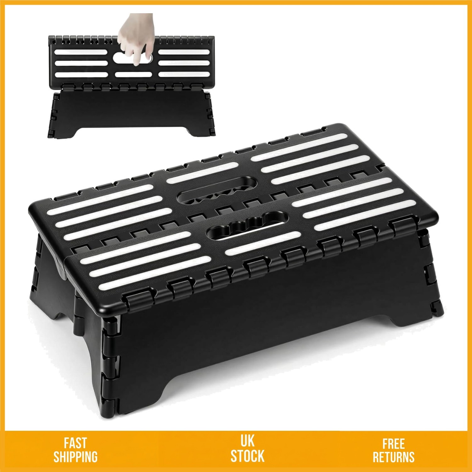 Durable Folding Portable Step Stool Non-Slip Mobility Aid 38x22x13cm