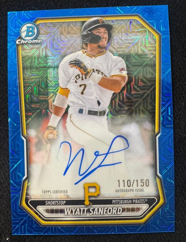2026 Bowman Chrome Wyatt Sanford 1st Blue Refractor Auto /150 #BMA-WS Pirates
