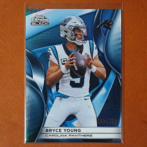 Topps Chrome Black 2025 Bryce Young Panthers #17 Blue Refractor /150 Color Match