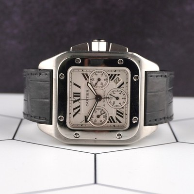 Cartier 42mm Santos 100 XL Silver Dial Chronograph Men's Watch