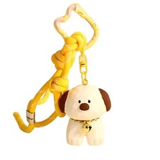 Dog Keychain w/Movable Tail Christmas Gift Charm for Bag Purse Backpack Yellow