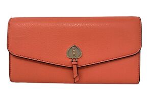Kate Spade Pebbled Leather Large Slim Flap Wallet Clutch Melon Ball K6402 $249 - Click1Get2 Promotions