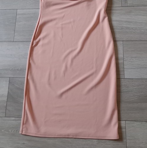 Pink Boutique Nude Pink Stretch Bardot Dress Bodycon Wiggle Party Occasion UK14 - Picture 15 of 21