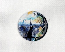 Paris Needle Minder, Cat Cross Stitch Needle Minder, Cat Needle Minder
