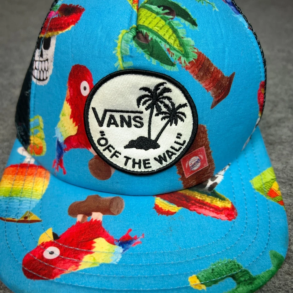 Vans Para Hombres Gorra Gorra Snapback Azul Camionero Malla Tropical Informal Preppy Logo Playa Foto 2 de 4