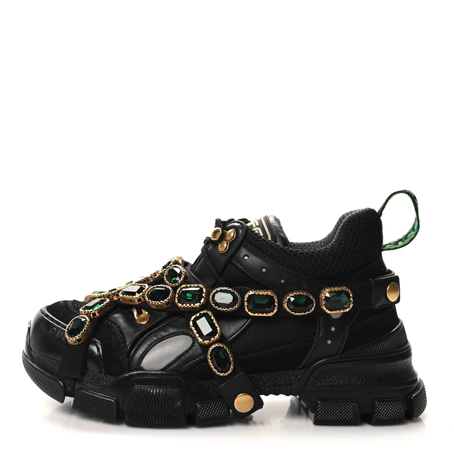 Baskets femme Flashtrek GUCCI Sega noir maille daim veau cristal 36