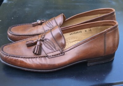 Santoni Vero Cuoio Mens Sz 10D Soft Brown Leather Tassle Loafers Shoes