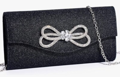 Silver Purse VISTATROY Women's Evening Bag Sparkly Rhinestone Purse Triangle Designer Chain Clutch Purse Bag Party Prom Wedding Purse (A Black): Handbags Mini Purse