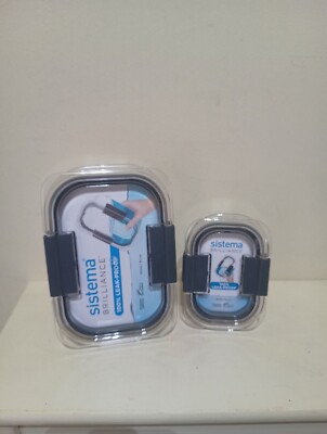 2 x Sistema Brilliance Rechteck Behälter 920 ml & 380 ml klar BPA FREI