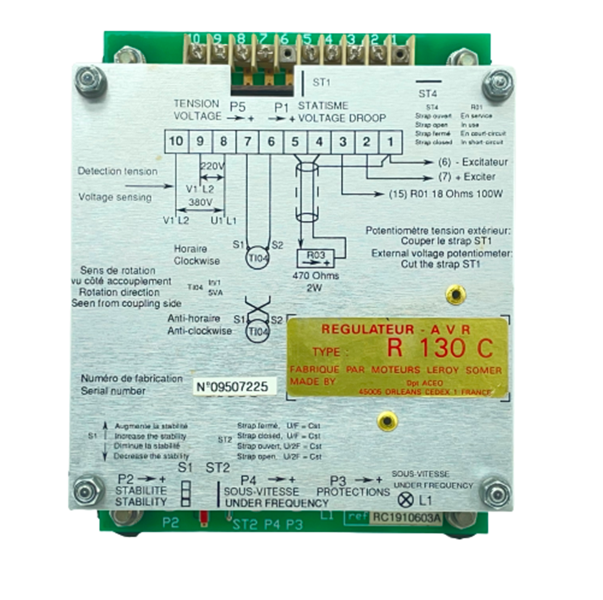 Leroy Somer R 130 C R130C Automatic Voltage AVR Replacement Volt