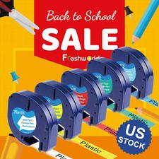 5PK Dymo Letratag Refill 91331 91330 White Plastic Label Tape 12mm LT-100H 1/2"